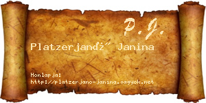 Platzerjanó Janina névjegykártya